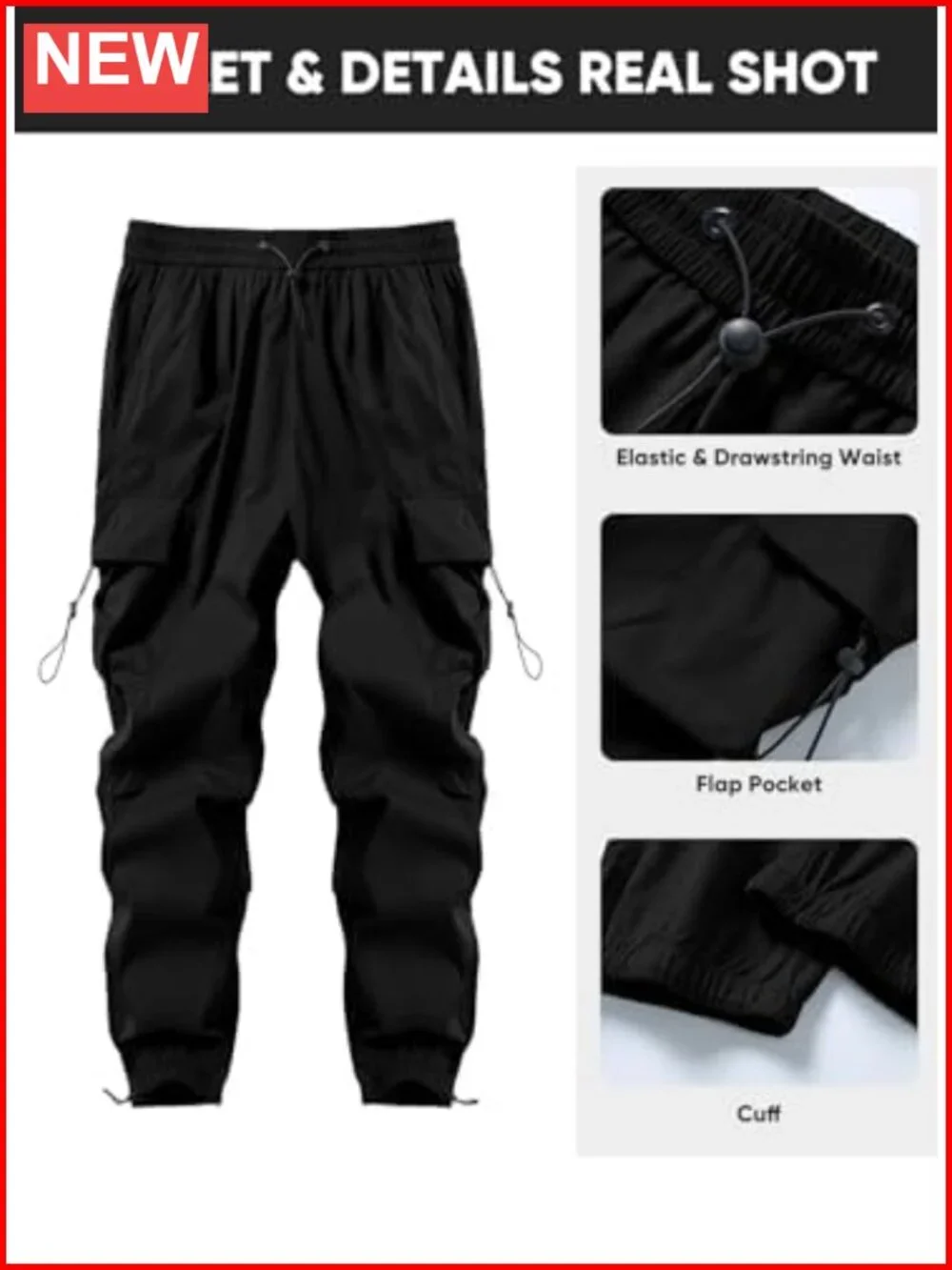 Men's Baggy Cargo Pants Parachute Joggers Streetwear Loose Fit